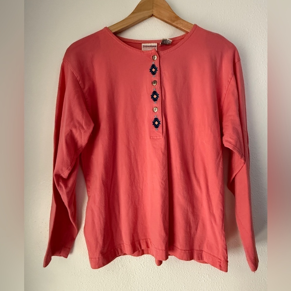 Vintage Nuovo Women's Peach 3/4 Sleeve Sweatshirt Size S